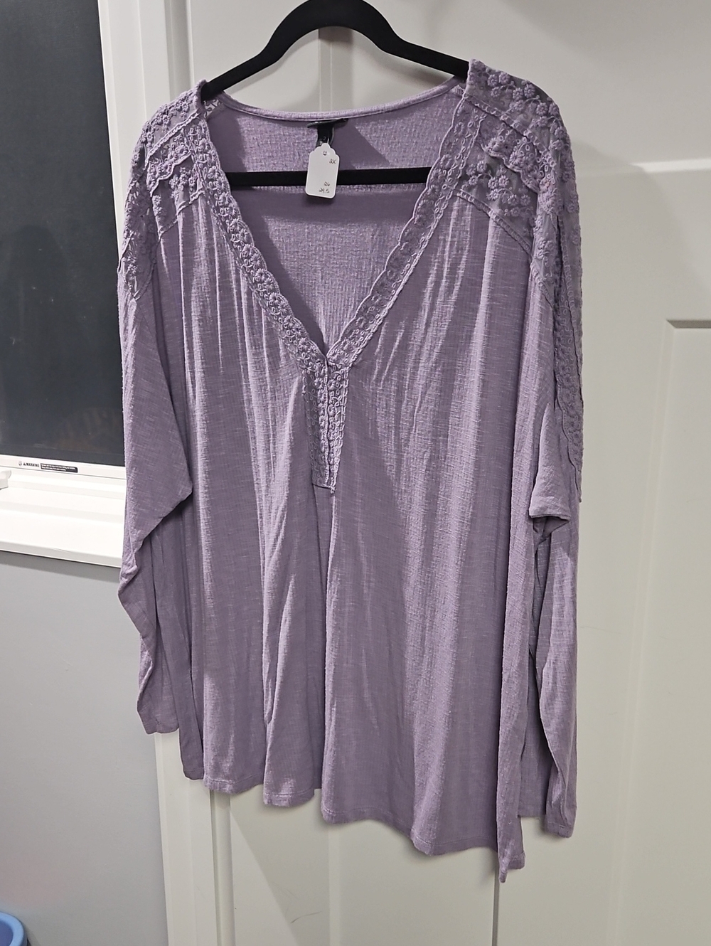 torrid Lavender Crochet-Trim V-Neck Tunic